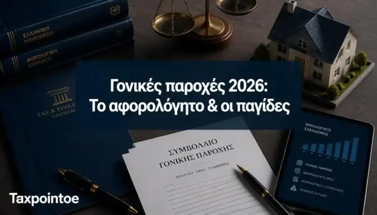 Οδηγός της TaxPoint O.E. για τις γονικές παροχές 2026, δωρεές και φόρο κληρονομιάς.