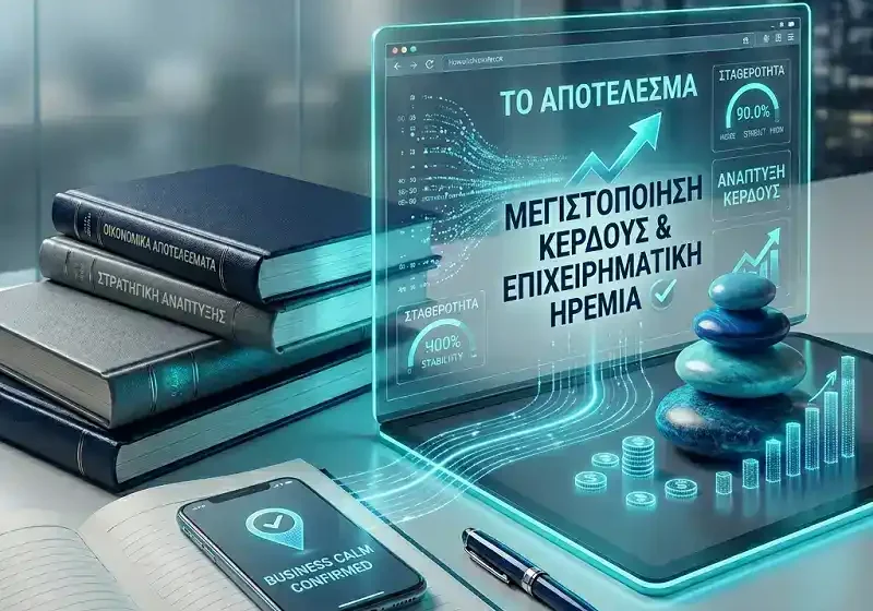 Συμβολική αναπαράσταση του αποτελέσματος: Μεγιστοποίηση κέρδους και επιχειρηματική ηρεμία μέσω στρατηγικού φοροτεχνικού σχεδιασμού από την TaxPoint O.E.